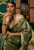 Green & Beige Silk Saree With Handloom Weaving Work