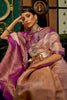 Peach & Magenta Silk Saree With Handloom Weaving Work