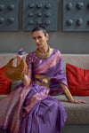 Lavender Silk Saree With Handloom Weaving Work