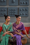 Lavender Silk Saree With Handloom Weaving Work
