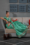 Jade Green Silk Saree With Handloom Weaving Work