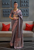 Gray Silk Saree With Handloom Weaving Work