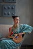 Teal Blue Silk Saree With Handloom Weaving Work