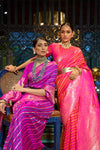 Magenta Pink Pure Satin Handloom Silk Saree With Weaving Work