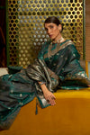 Green Pure Satin Handloom Silk Saree With Weaving Work