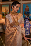 Latest Grey Colour Handloom Zari Weaving Saree