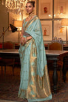 Sky Blue Handloom Silk Zari Weaving Saree