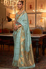 Stylish Sky Blue Colour Handloom Zari Weaving Saree