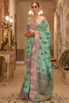 Beautiful Sea Green Pure Silk Saree With Weaving