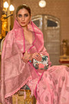 Flamingo Pink Silk Saree With Handloom Weaving