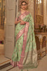 Beautiful Leaf Green Pure Silk Saree With Weaving