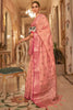 Beautiful Peach Pure Silk Saree With Weaving