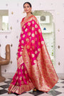 Beautiful Pink Pure Satin Saree With Weaving