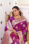 Beautiful Purple Pure Satin Saree With Weaving