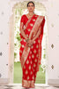 Beautiful Red Pure Satin Saree With Weaving