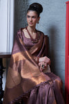 Stylish Purple Colour Handloom Zari Weaving Saree