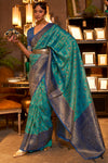 Rama Blue Silk Handloom Weaving Saree