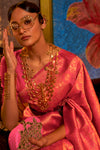 Light Pink Silk Handloom Weaving Saree