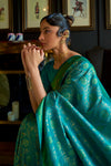 Firozi Silk Handloom Weaving Saree