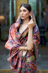 Latest Steel Grey Colour Kashmiri Handloom Weaving Saree With Blouse