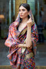 Latest Steel Grey Colour Kashmiri Handloom Weaving Saree With Blouse