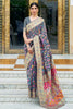Latest Steel Grey Colour Kashmiri Handloom Weaving Saree With Blouse