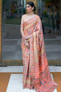 Beige Kashmiri Handloom Weaving Saree With Blouse