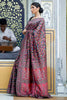 Stylish Black Kashmiri Handloom Weaving Saree With Blouse