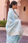 Light Sky Blue Saree With Zari Weaving