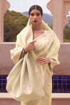 Blend Yellow Linen Saree With Zari Weaving