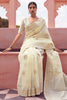 Blend Yellow Linen Saree With Zari Weaving
