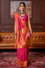 Stylish Pink Colour Handloom Zari Weaving Saree