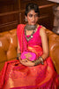 Stylish Pink Colour Handloom Zari Weaving Saree