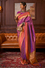 Latest Magenta Colour Handloom Zari Weaving Saree