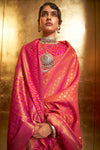 Latest Dark Pink Colour Handloom Zari Weaving Saree