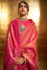 Latest Dark Pink Colour Handloom Zari Weaving Saree