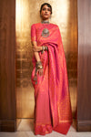Latest Dark Pink Colour Handloom Zari Weaving Saree