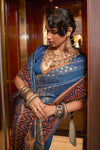 Stylish Blue Colour Handloom Zari Weaving Saree