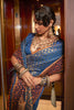 Stylish Blue Colour Handloom Zari Weaving Saree