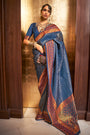 Stylish Blue Colour Handloom Zari Weaving Saree