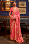Latest Pink Pure Satin Silk Weaving Saree