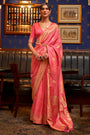 Latest Pink Colour Pure Satin Weaving Silk Saree