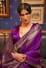 Latest Purple Colour Pure Satin Weaving Silk Saree