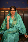 Latest Teal Green Colour Pure Satin Weaving Silk Saree