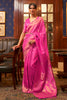 Latest Hot Pink Colour Pure Satin Weaving Silk Saree
