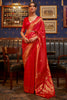 Stylish Red Colour Pure Satin Weaving Silk Saree