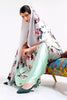 Beautiful Light Green & Blue Floral Satin Crepe Saree