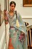 Light Blue Kashmiri Silk Saree With Zari Weaving Work