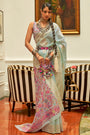 Light Blue Kashmiri Silk Saree With Zari Weaving Work