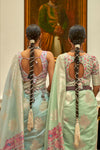 Light Sea Green Kashmiri Silk Saree With Zari Weaving